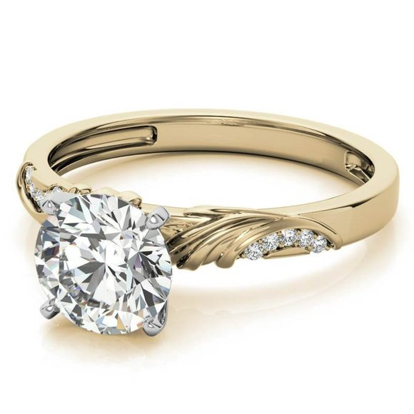 3.0Carat -9.0mm Round Moissanite Floral Accent Engagement Ring - Picture 9 of 16